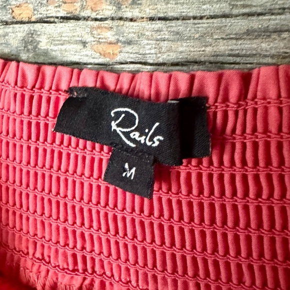 Rails Sonora Square Neck Top M Spiced Coral Flutter Sleeve Smock Gathered Girlie - Picture 4 of 12